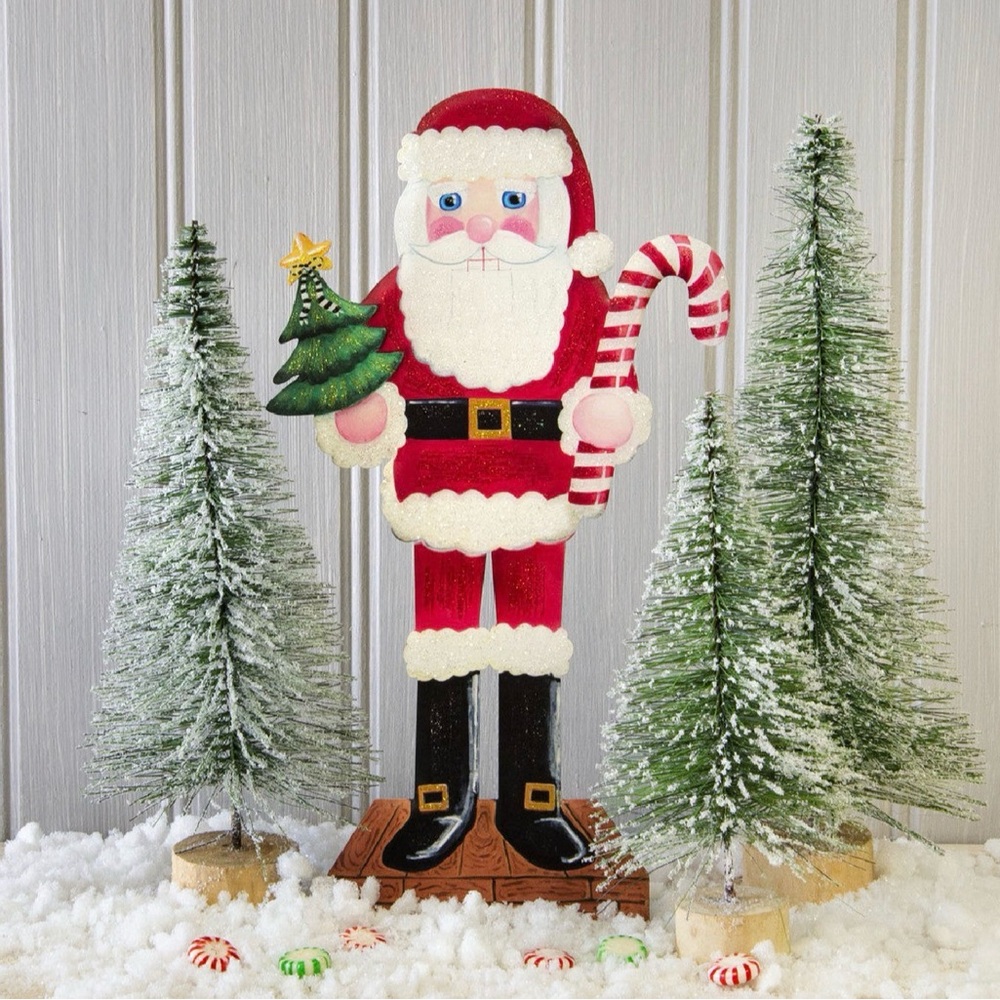 Festive Santa Claus Metal Stake Holiday Decoration